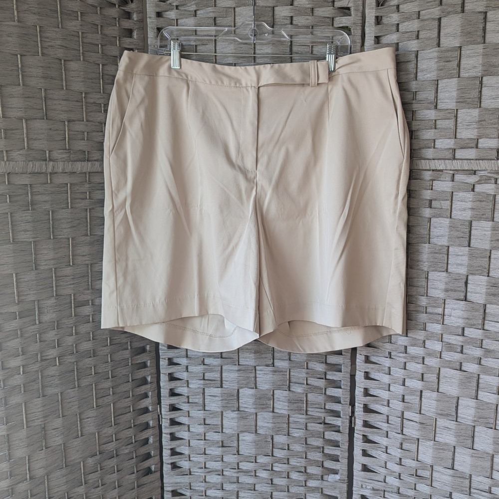 Talbots Chino Shorts Beige Stretch Flat Front 20W Quiet Luxury Modest Preppy